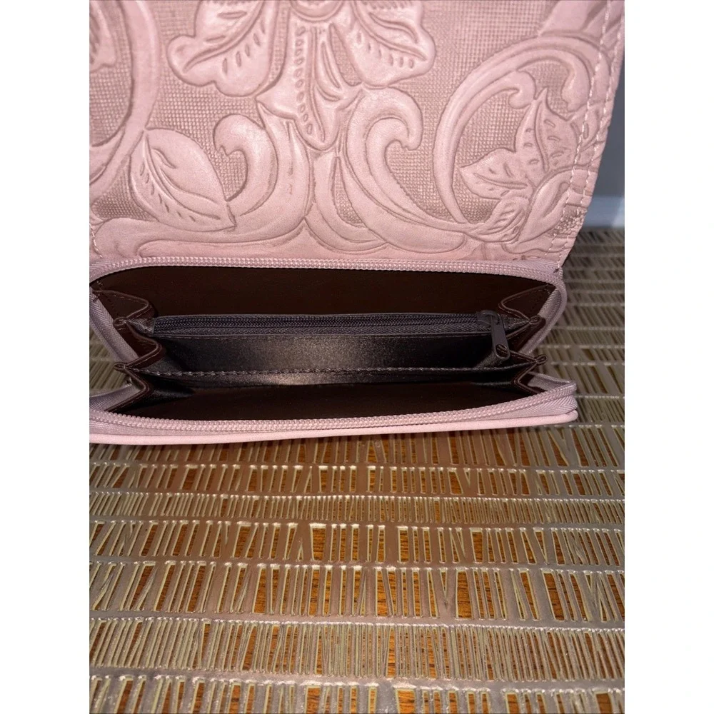 Born Concept Wallet Pink Floral Embossed Millstone Deluxe Card Bill Coin Slots